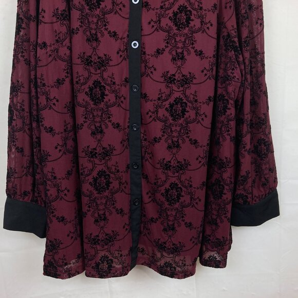 NWT Bloom Chic Womens Plus Sz 30/6X Dressy Button Front Long Sleeve Blouse Top - Picture 3 of 8